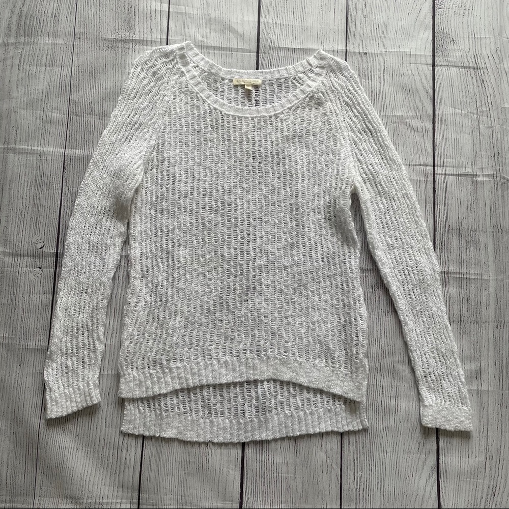 Eileen Fisher Petite White Open Knit Sweater